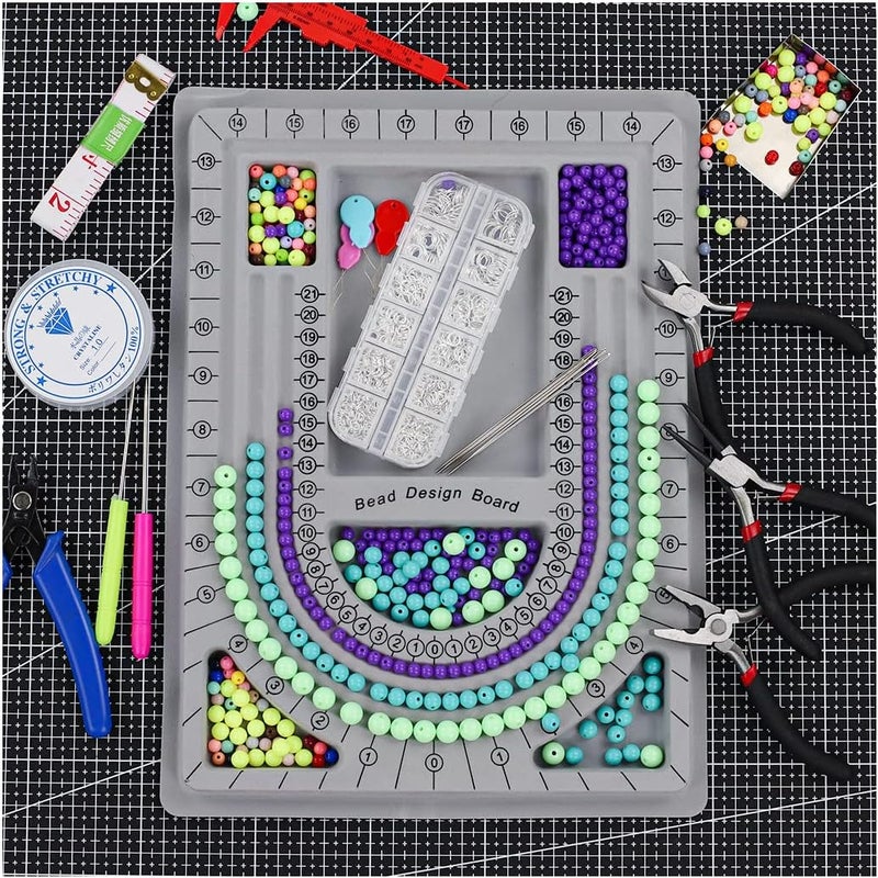 tooltos Bead Boards Jewelry Making Supplies for Adult Bead Tray Necklace Design Board Bead Bracelet Making Kit Jewelry Repair Kit Beading Supplies Beading Mat Jewelry Tools with Pliers - Image 2